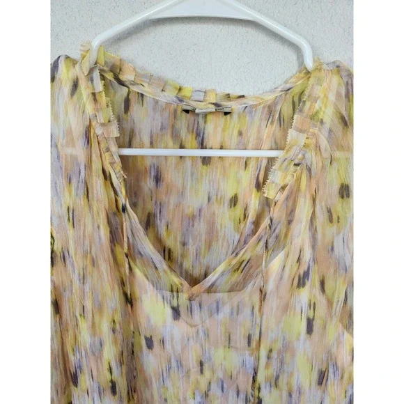 Lucky Brand Sleeveless Yellow Sheer Pattern Blouse Womens Small - Picture 2 of 6